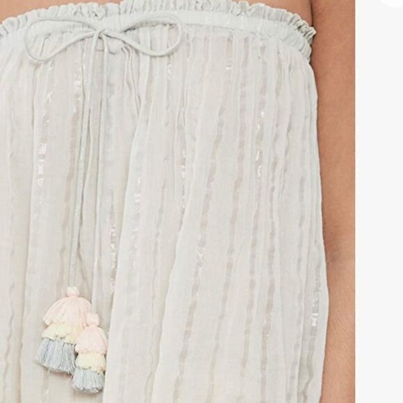 PQ Swim Golden Hour Briar Maxi Dress Swim Cover Strapless Block Tiers Pleated - Picture 13 of 15